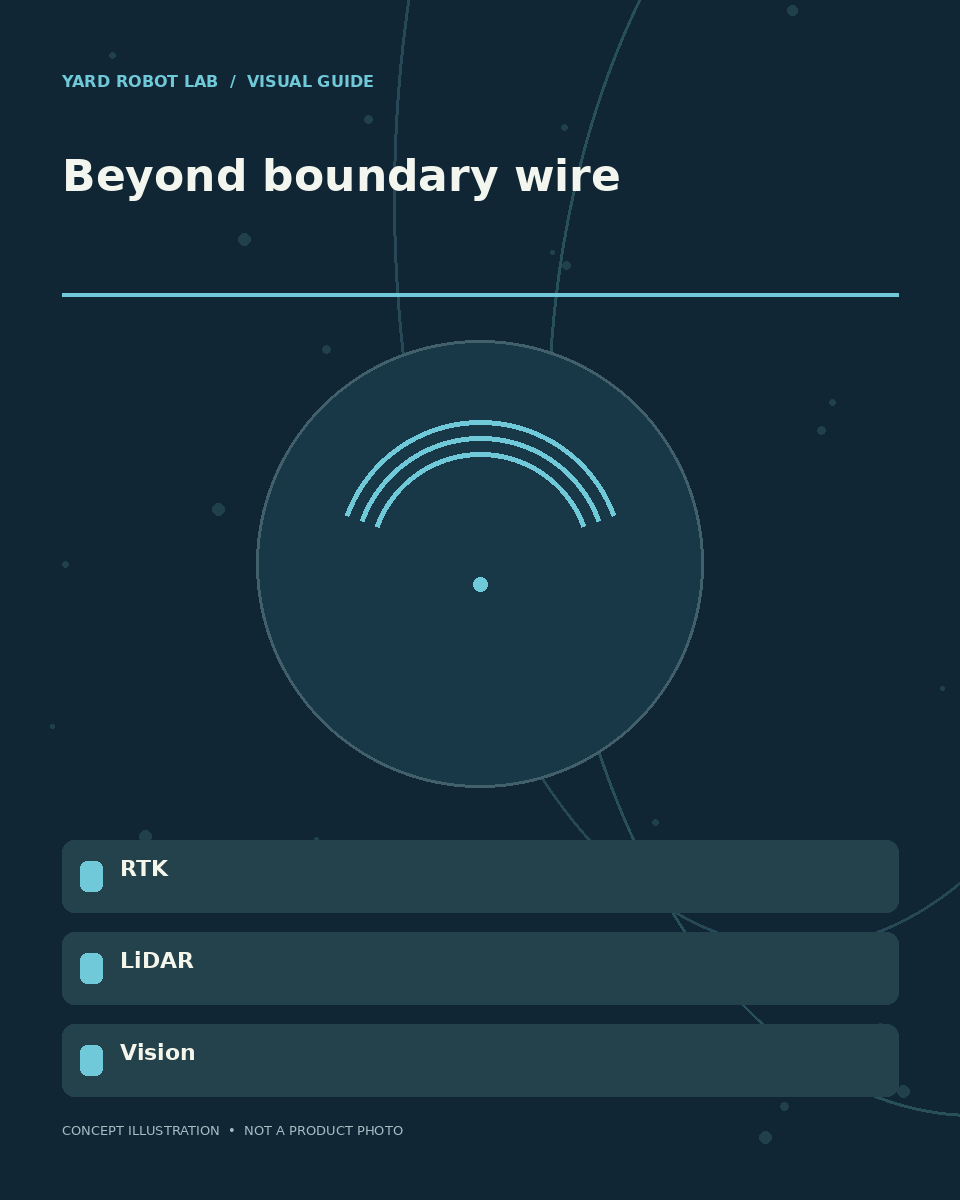 Illustrated beyond boundary wire guide showing rtk, lidar, and vision